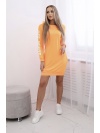 Dámske šaty s nápisom OFF - WHITE na dlhých rukávoch, neónovo oranžové